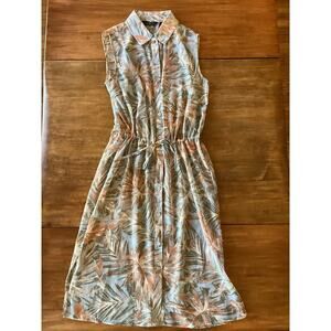 G By Giuliana Dress Sheer Pastel Floral Button Front Tie Chiffon Collared XS